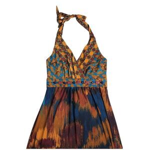 Vintage Y2K Rabbit Rabbit Rabbit Maxi Dress 8 Halter Babydoll Western Boho 90s